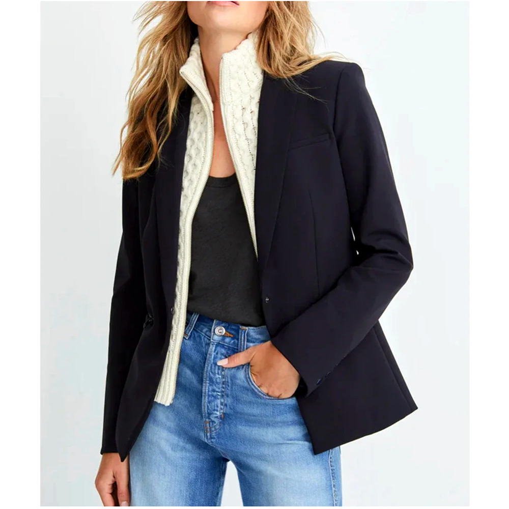 Veronica Beard 4 Iconic Scuba Dickey Jacket $645 BiStretch Blazer Navy NWT Blue